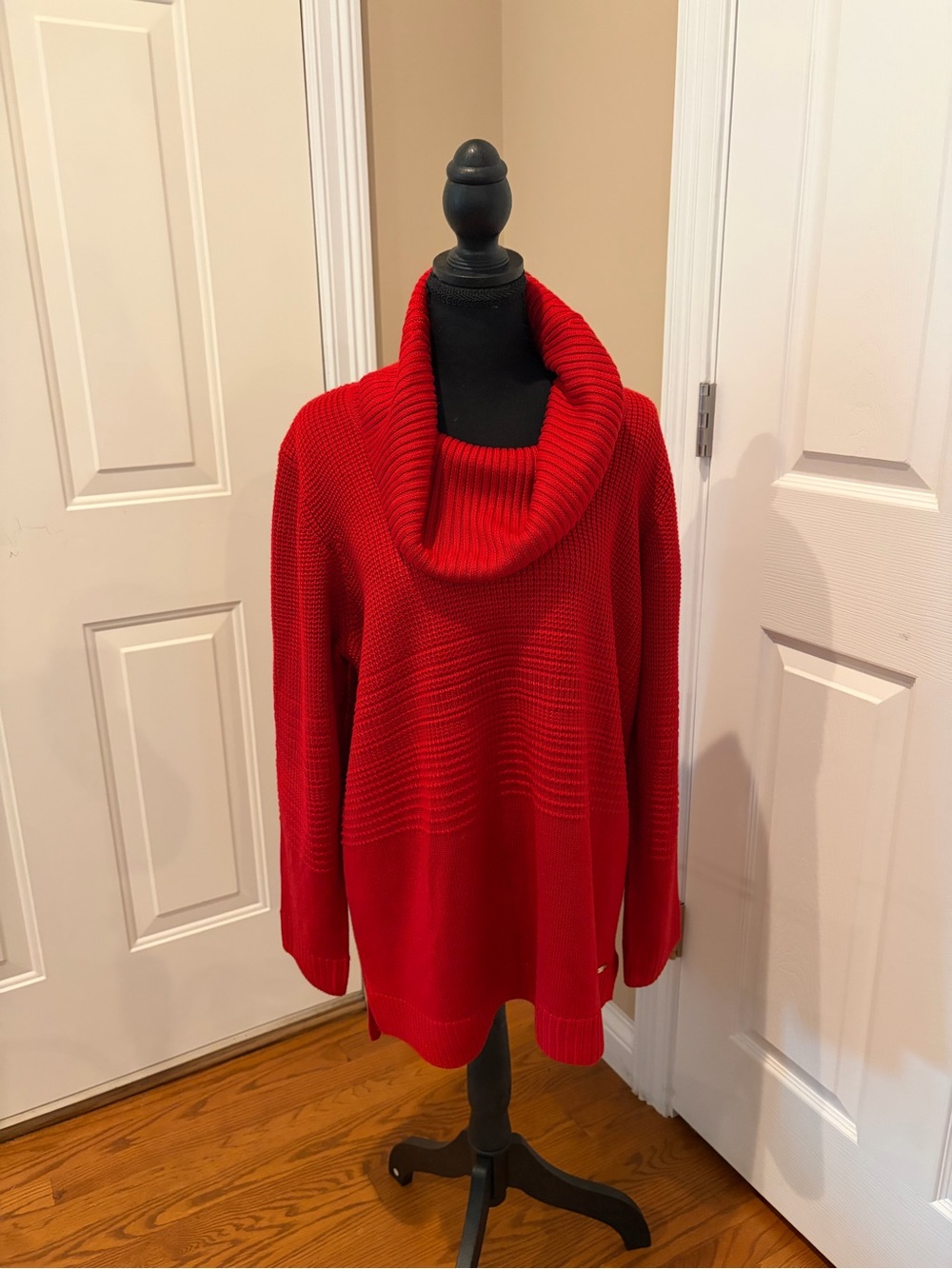 Calvin Klein Bright Red Cowl Neck Sweater